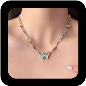 Kal-Collier Tour De Cou Papillon En Cristal De Bohème Collier Pendentif Papillon En Cz Collier Chaîne Papillon En Pierre De Lune Collier Petit Collier Papillon Bijoux Pour Femmes - Neuf