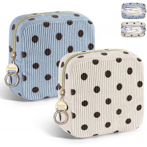 MAA-2 Pcs Pochette pour Serviettes Hygiéniques Sac de Rangement Serviette Hygiénique Protège Slip Culotte Menstruelle Tampons pour Femme Période Cadeau Kit Premieres Régles Jeune Fille(Dot-Bleu&Beige - Neuf