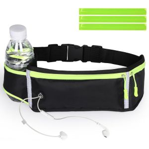 Apt-Ceinture Running Avec Sac Pour Bouteille D'eau Et Bande Réfléchissante Ceinture De Course Avec Trou Écouteurs, Sacs Bananes De Sport Réglable Pour Jogging Escalade Fitness, Unisexe - Neuf