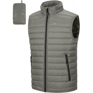 Doudoune Sans Manches Homme Gilet Ext&eacute;rieur Packable, Veste Matelass&eacute;e Et Chaude, Col Montant Manteaux, Blouson Convient &Agrave; La Randonn&eacute;e En Plein Air D&eacute;contract&eacute;e - Neuf