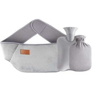 3 en 1 Bouillotte eau Chaude, Bouillotte avec Housse de Taille Douce, Bouillotte Ceinture Pour le Soulagement des Douleurs Abdominales et Epaules (Grau) - Neuf