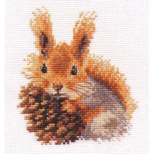 Kit Point De Croix Compt&eacute; "&Eacute;cureuil" 11x12 Cm - Neuf