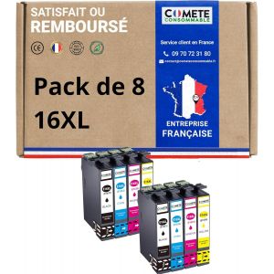 16XL - 8 Cartouches d'encre Compatibles avec Epson 16 XL T1631 Stylo Plume - pour Epson Workforce WF-2510 WF-2630 WF-2750 WF-2760 WF-2660 WF-2530 WF-2540 (Noir et Couleur) - Neuf