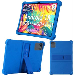 Coque Pour Tablette Tabwee T80/Tabwee Tablette 10.5 Pouces, Souple Silicone Anti-Choc Étui De Protection Avec Support Réglable, Anti-Rayures Housse De Protection, Bleu Marine - Neuf
