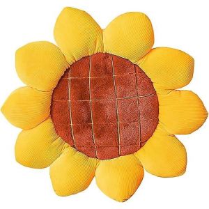 Coussin en forme de fleur de tournesol,coussin de fleur de soleil jaune,coussin de d&eacute;coration de chambre de filles pour chaise Pl - Neuf