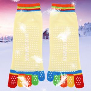 Chaussettes En Coton Colorees Avec Picots Antiderapants En Silicone Pour Exercices De Yoga Et De Gym (Jaune) - Neuf