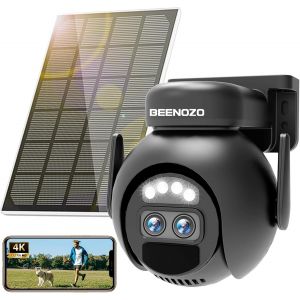 CHECARZHN--NO1-4K Double Objectif Caméra Surveillance Wifi Extérieure Sans Fil Solaire,Camera Ip Batteries,Avec 360°Ptz,Vision Nocturne Couleur,Détection Humaine Pir,Audio Bidirectionnel,Ip66 - Neuf