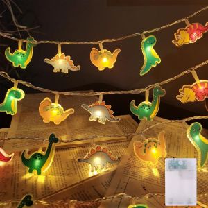Trahoo-Guirlande Lumineuse 10 Led - 1,5 M - Motif Dinosaure - &Eacute;tanche - Avec Minuterie - Veilleuse - Pour Chambre D'enfant, Gar&ccedil;on Et Fille - Lit De Maison - Cadeau D'anniversaire - D&eacute;coration De - Neuf