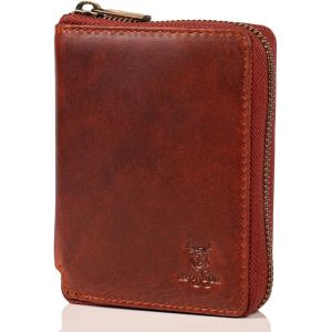 CMJAAGUR-Portefeuille A Fermeture Eclair Cuir #Edinburgh Avec Noble Bo&icirc;te Cadeau, Portefeuilles Homme De Luxe Avec Rfid, Porte Feuille Homme Avec De Nombreux Compartiments &Agrave; Cartes, Marron V[M106] - Neuf