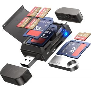 NSIECD-Adaptateur Lecteur de Carte SD/TF 6 en 1 avec Ports USB A et Type-C et emplacements USB 3.0 pour Cartes m&eacute;moire Micro SD/SDHC/SDXC/MMC, Compatible avec PC, MacBook,t&eacute;l&eacute;phones Android et iPhone - Neuf