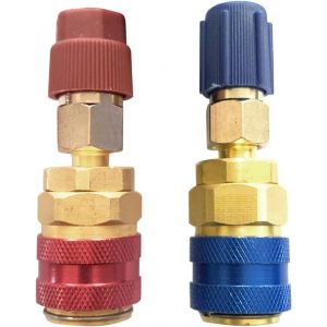 Adaptateur R134A,adaptateur de climatisation,adaptateur haut et bas,tous les matériaux en cuivre,kit de recharge pour climatisation de voiture,recharge de réfrigérant (rouge et bleu),A - Neuf