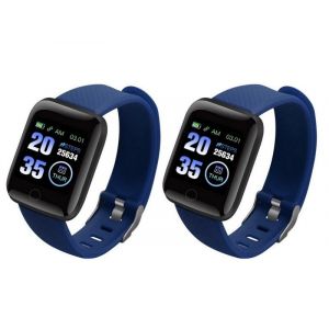 Montre Connect&eacute;e 116plus Avec Moniteur De Fr&eacute;quence Cardiaque - Bleu, Lot De 2 - Neuf