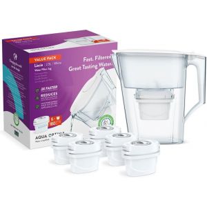 Liscia Carafe Filtrante Et 6 Cartouche Filtrantes Evolve+ 30 Jours, Capacit&eacute; 2,5 Litres, Pour La R&eacute;duction Des Microplastiques, Du Chlore, Du Calcaire Et Des Impuret&eacute;s, Blanc - Neuf