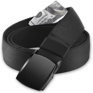 Dww-2pcs Ceinture de Voyage, Porte-Monnaie, Portefeuille Antivol Dotée d'une Poche Secrète de Fermeture et Boucle en Métal Idéal pour Une Meilleure Sécurité en Voyage/Travail-Noir - Neuf