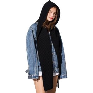 2 En 1 En Tricot À Capuche Ensemble Écharpe, Chapeau D'hiver, Chaud Épais Bonnet, Motif Tordu, Extensible Écharpe, Sportif Beanie Chapeau Pour Les Femmes, Des Lingettes Humides - Neuf