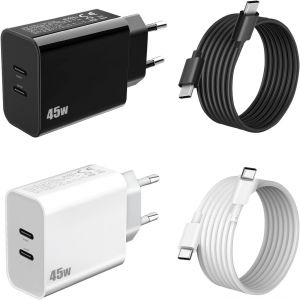 45w Pour Chargeur Samsung Charge Rapide,Chargeur Et Cable Pour Samsung Galaxy S25 Ultra/S24 Plus/S23 Fe/S25 Edge/A56 5g/A26 A36 A16 A55 A35 A25 A15/A54 Z Fold 5 6 7 Note 20 Usb C Secteur Prise,2pack - Neuf