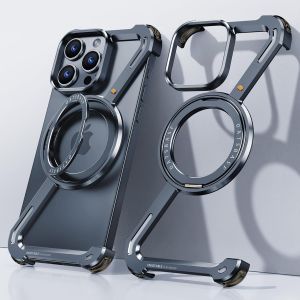 TIANYI-Z Case pour iPhone 15 promax sans Cadre avec Support magsafe Support magn&eacute;tique Rotatif &agrave; 360 &deg;, m&eacute;tal Ultra - Mince Dur Antichoc Ultra - Mince iPhone 15 Pro Max Case avec Bague de Fixation, B - Neuf