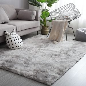 Tapis En Daim Haut 120 X 160 Cm Gris - Blanc Tapis Moderne Moelleux Doux Grand Tapis Décoratif Salon Chambre Tapis En Daim Long Tapis En Fausse Fourrure Ombrage Tapis Plat Couché - Neuf