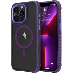 SJZG-Coque Magn&eacute;tique Pour Iphone 13 Pro Max Compatible Avec Magsafe Recharge Sans Fil &Eacute;tui Housse De Protection Antichoc En Tpu Antichoc/Pc Dur Housse Arri&egrave;re Pour Iphone 13 Pro Max,Violet - Neuf