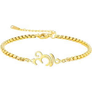 Eryi-Bracelet Aum Om Bracelet De Symboles Hindous Sanskrit Amulette D'harmonie Spirituelle Pour La Méditation Et Le Yoga Bracelet En Acier Inoxydable Bijoux Pour Femmes - Neuf