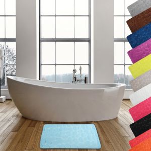 KAL-Tapis De Bain Microfibre Pebble 50X80Cm Bleu Clair - Neuf