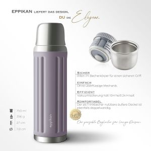 Eppigrand Gourde Isotherme 500ml - Bouteille Isotherme Inox, &Eacute;tanche, Sans Bpa, Avec Couvercle Click & Go (Moss Green, 500 Ml) - Neuf