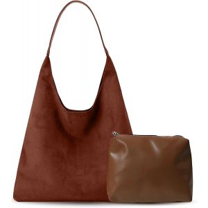 ERSHI-Sac fourre-tout avec petit sac à main en daim pour femme - Grand sac à bandoulière - Uni - Grand sac à bandoulière - Sac fou[1 - Neuf