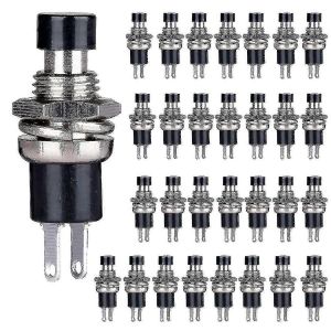 30pcs interrupteur &agrave; bouton-poussoir momentan&eacute;,spst normalement ouvert pas d'interrupteur 2 broches Mini -type 1a 250v Ac Noir - Neuf