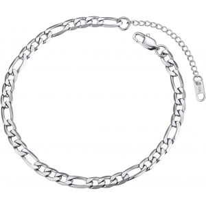 Kal-Bracelet De Cheville Acier Inoxydable Pour Femme/Homme Chaîne De Pied À Maille Gourmette/Figaro/Spiga - Neuf