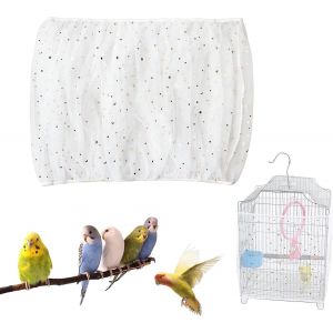 Chenquansarl-Filet Voliere - Ajustable Protection Cage O Aux Nylon Aéré Attrape Graine Cage O Aux, Extensible Couverture Cage O Aux Pour Cages Carrées Rondes,(Circonférence 150cm À 220cm) Blanc - Neuf