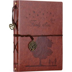 Tianyi-Album Photo,Scrapbooking Album Souple En Diy Cuir Album Photos 60 Pages Noires Famille Livre D'or Mariage Spécial Noël Saint Valentin Cadeaux D'anniversaire Unique Présent - Neuf