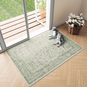 Tianyi-Vert Tapis Interieur Entree Lavable En Machine Tapis Entree Grand Petit Tapis 60x90cm Doux Vintage Descente De Lit Antid&eacute;rapant Decoration Chambrel Mangered - Neuf