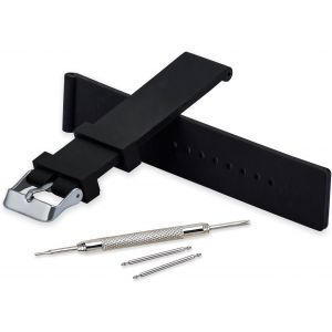 Kal-Bracelet Montre Imperm&eacute;able Remplacer Silicone Bracelet Montre Homme Femme Noir Doux - 18mm, 20mm, 22mm, 24mm Caoutchouc Montre Bracelet Avec Outil - Neuf