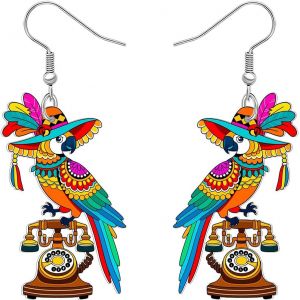Kal-Boucles D'oreilles Pendantes En Acrylique Pour Perroquet Tropical - Cadeau Hawa&iuml;en Pour Le Printemps Et L'&eacute;t&eacute; - Pour Femme - Amoureux Des Oiseaux - Neuf