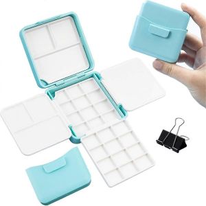 Palette D'aquarelle,24 Boîte De Palette De Peinture Vide De Taille Mini Avec 2 Palettes Pliables,Récipient D'eau Et - Neuf