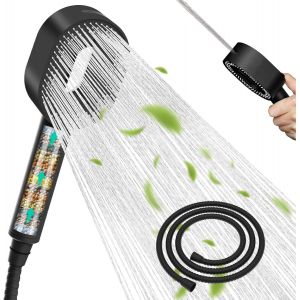 Pommeau Douche anti Calcaire avec 20 Niveaux de Filtration, 3 Modes de Jet Haute Pression et 1,5m de Tuyau, Filtre de Douche de Massage à Main Pour éliminer le Chlore Résiduel. - Neuf