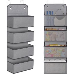 Chaas-Rangement Suspendre, Rangement Suspendu Avec 4 Étagères 2 Crochets, Étagères Organisateur De Rangement Suspendu Dessus De La Porte, Organiseur D'armoire Pour Chambre De Bébé, Salle De Bain, Cui - Neuf