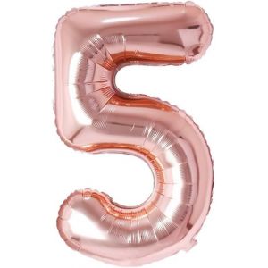 SJZG-40Pouces Ballon Chiffre Anniversaire 5 Or Rose, 0123456789,10-19,20-25,30,40,50,60,70,80,90 Ballon Numero 5 An Deco Birthday, Balloon 5 Ballon Party Deco Soutenir L'H&eacute;lium - Neuf