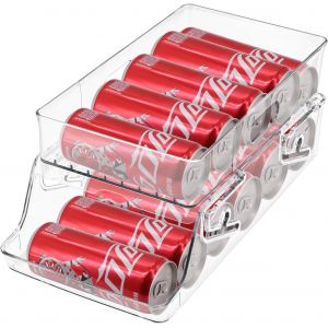 Sjzg-Porte Boisson Frigo 2 Etages Roulantes Rangement Canette Frigo Distributeur De Canette Pour Frigo Organisateur De Frigo Pour 9 Canettes 330ml/11oz Boisson, Bouteille D'eau, Soda, Bi&egrave;re - Neuf