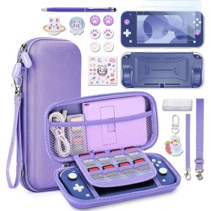 KAL-Étui Switch Lite - Accessoires Pour Ns Switch Lite 17 En 1 Avec Etui De Transport Switch Lite, Etui De Jeu Switch, Protection D'Ecran Switch Lite, Support Switch(Violet) - Neuf