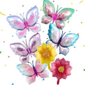 7 Pièces Ballon Papillon Decoration Anniversaire Papillon Ballons Papillon Ballon Fée Ballons en Papier Aluminium Ballon Fleurs Ballon aluminium Decoration Anniversaire Ballon de Papillon Géant - Neuf