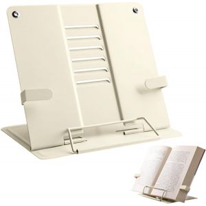 Support De Lecture Métal Réglable,Porte-Livre Chevalet Pliable,Lutrin De Lecture Multifonctionnel,Support De Livre De Cuisine,Tenirs Livres Pour Tablette,Recette,Manuel,Partitions (Beige) - Neuf