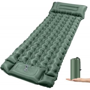 Letnerny-Matelas Isolant De Camping De 10 Cm De Haut - Auto-Gonflant - Petit Encombrement - Matelas Gonflable Avec Pompe À Pied - Tapis De Couchage Auto-Gonflable Pour L'extérieur, La Randonnée, La - Neuf