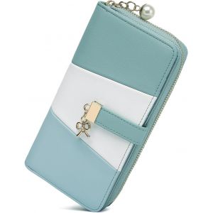 CAUC-Portefeuille Long pour Femme en Simili Cuir - &Eacute;l&eacute;gant avec Fermeture &Eacute;clair, Compartiments Cartes et Poche T&eacute;l&eacute;phone pour No&euml;l et Les F&ecirc;tes - Neuf