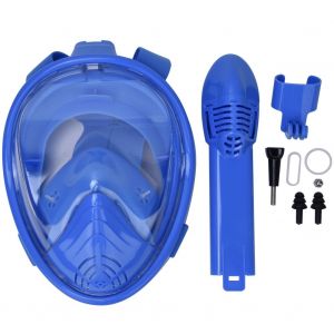 Masque integral de plongee et de plongee avec tuba pour enfants, etanche et antibuee, equipement de piscine, bleu - Neuf