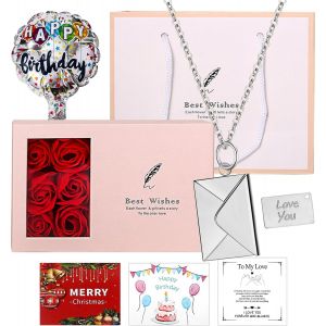 Kal-Collier Enveloppe Photo Personnalisé Pendentif Livre Personnalisable En Acier Inoxydable - Bijoux Avec Médaillon Gravé Avec Message Cadeau Secret Pour Couples Et Famille - Neuf