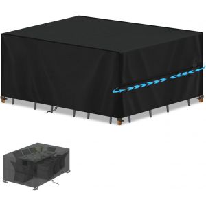 Bache Salon De Jardin Exterieur Impermeable Bache Table De Jardin Housse De Protection Pour Mobilier Anti-Uv Au Vent &Eacute;paisse Tissu Oxford Housse Table Salon De Jardin Noir 190x125x75cm - Neuf