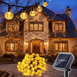 Jgd-12m 100 Leds Guirlande Lumineuse Exterieure, Guirlande Lumineuse Solaire D'ext&eacute;rieur, 8 Modes, Ip65 Imperm&eacute;able Lampe Ext&eacute;rieur, Pour Jardin, Terrasse, Balcon, Mariage, F&ecirc;te, Blanc Chaud - Neuf