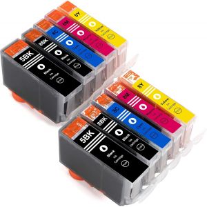 10 Cartouches d'encre compatibles avec puce et indicateur de niveau pour Imprimante Canon Pixma IP4200 IP4300 IP4500 IP5200 IP5300 IP5400 MP500 MP530 MP600 MP610 MP800 MP810 (Remplacement - Neuf