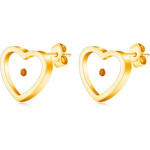 Kal-Ya4792 Boucles D'oreilles À Tige Rondes En Forme De C?ur Et De Graines De Moutarde En Acier Inoxydable Hypoallergénique Pour Femme - Neuf